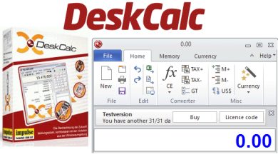 Image Showing The Deskcalc Pro Calculator Software Packaging Alongside A Screenshot Of The Software Interface. The Interface Includes A Toolbar With Various Function Icons, A Currency Converter, And A Display Showing &Quot;0.00&Quot;. The Packaging Features The Deskcalc Pro Logo, Product Details, And Serial Number For Version V10.0.0.