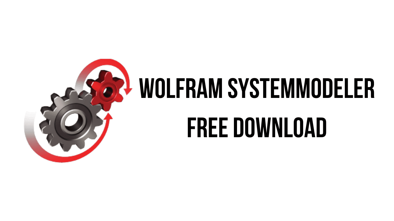 Three Interlocking Gears, One Red And Two Black, Are Accompanied By Curved Arrows Indicating Motion. The Text &Quot;Wolfram Systemmodeler V14.1 Free Download&Quot; Is Displayed To The Right Of The Gears.