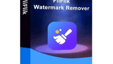 A Software Package Box For &Quot;Fliflik Watermark Remover V6.0.0.&Quot; The Box Features An Icon Of A Hand Holding A Magic Wand On A Blue Background. Text Reads &Quot;Ai Powered Watermark Remover, Remove Any Unwanted Mark,&Quot; And Includes The Windows And Appdoze Logos At The Bottom Left.