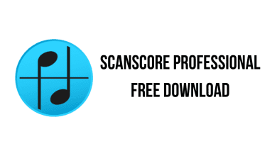 A Blue Circular Logo Featuring A Stylized Musical Note On A Staff, With The Text &Quot;Scanscore Professional V3.0.6 Free Download&Quot; Written In Bold, Black Letters To The Right.