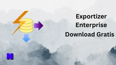 Image Shows A Light Gray Textured Background With Dark Gray Clouds At The Bottom. On The Left, There Is A Graphic Of Three Yellow Database Server Icons With Arrows Pointing To The Left, Right, And Down. On The Right, Black Text Reads &Quot;Exportizer Enterprise Download Gratis&Quot; From Khanpc Loader.